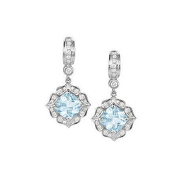 Witgouden 14K 4,70 ct aquamarijn met diamanten bungel oorbellen