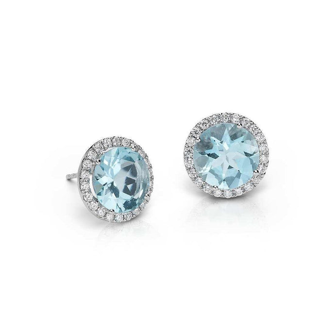 Witgouden 14K 5.70 Ct Aquamarijn met diamanten oorknopjes - harrychadent.nl