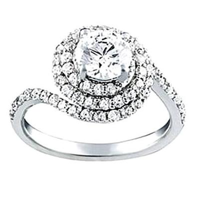 Witgouden 14K Diamanten ring Ca, Halo-ring van 2,50 karaat met accenten - harrychadent.nl