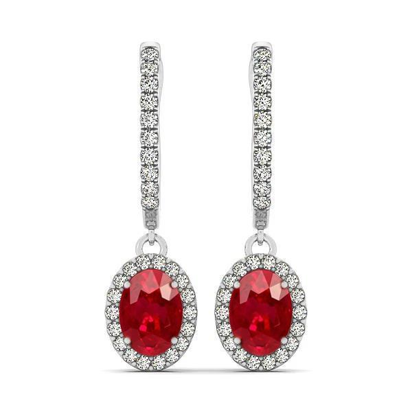 Witgouden 14K Lady Dangle Oorbellen 4 karaats robijn en diamanten - harrychadent.nl