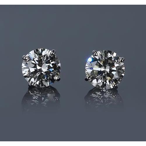 Witgouden 14K Prong Ronde Diamond Stud Earring G Si1 2 karaat - harrychadent.nl