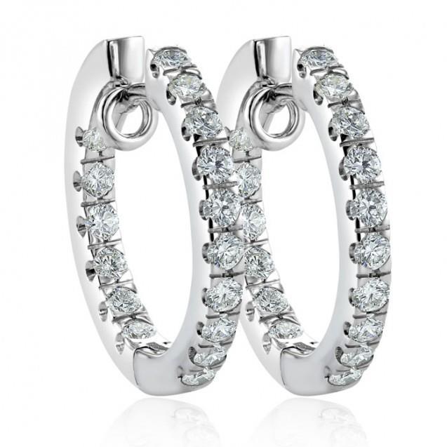 Witgouden 14K Prong Set 3,80 Karaats Diamanten Dames Hoop Earring - harrychadent.nl