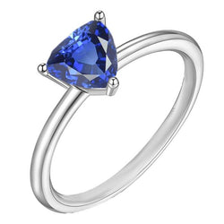 Witgouden 14K Solitaire Ring Triljoen Ceylon Saffier 1,50 Karaat