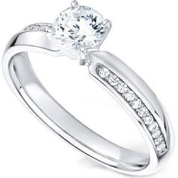 Witgouden 14K Solitaire met Accent Diamanten Ring 2,40 karaat Nieuw