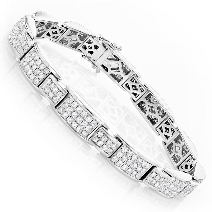 Witgouden 14K briljant geslepen 9,85 ct diamanten schakelarmband voor heren - harrychadent.nl