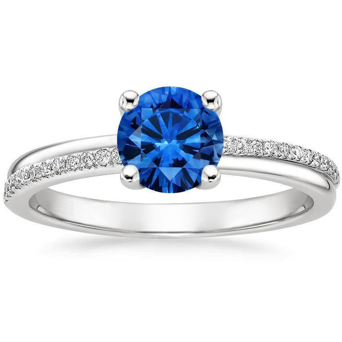 Witgouden 14 kt griffenset 3.30 ct blauwe saffier en diamanten ring nieuw - harrychadent.nl