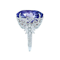 Witgouden 14K kussen Ceylon Sapphire Diamond 6 karaats ring