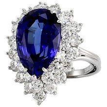 Afbeelding in Gallery-weergave laden, Witgouden 14K peer tanzaniet met ronde diamanten 3.75 ct ring nieuw - harrychadent.nl
