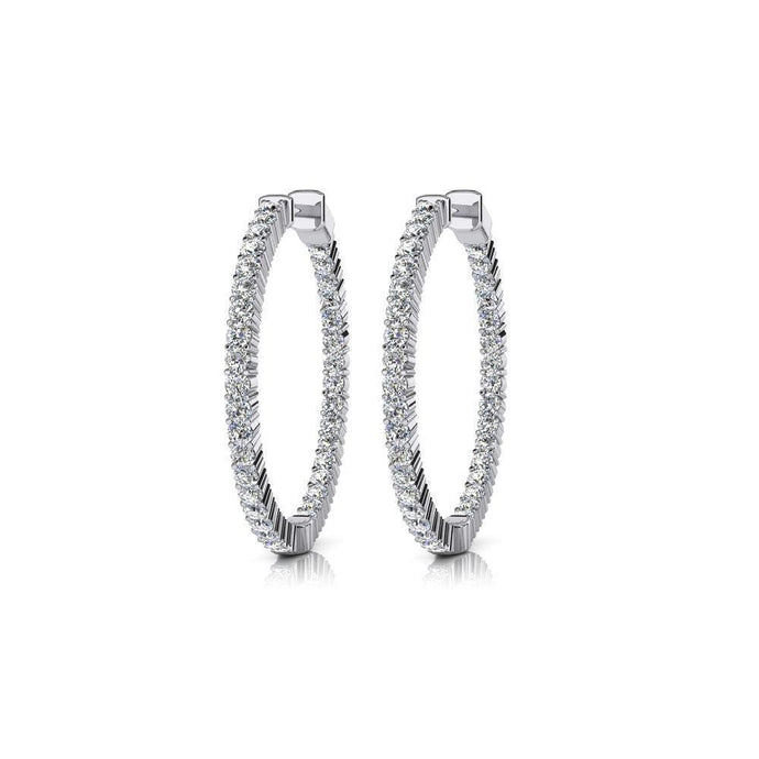 Witgouden 14K prachtige ronde geslepen diamanten hoepeloorringen van 5.00 ct Nieuw - harrychadent.nl