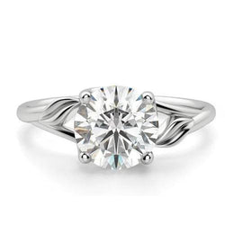 Witgoud 14K Ronde Solitaire 2.70 Karaat Natuurlijke uit de aarde gewonnen Diamanten Ring