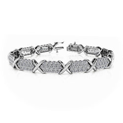 Witgouden 14K ronde diamanten X-stijl armband diamanten 11 karaat