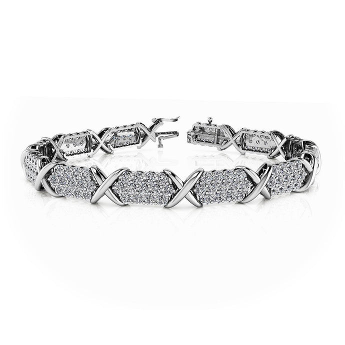 Witgouden 14K ronde diamanten X-stijl armband diamanten 11 karaat - harrychadent.nl