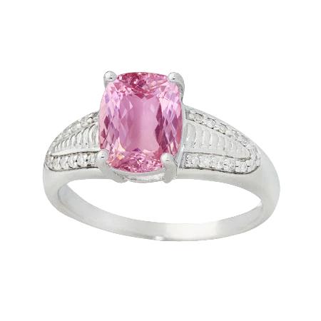 Witgouden 14K roze kunziet en diamanten ring 26.50 karaat griffenset - harrychadent.nl