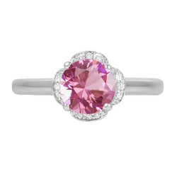 Witgouden 14K roze kunziet met diamanten 16,50 ct trouwring