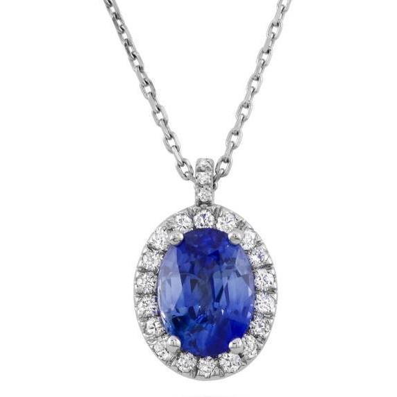 Witgouden 14K saffier en diamanten 3.70 karaat hanger - harrychadent.nl