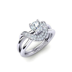 Witgouden 14K sprankelende 2.50 ct ronde geslepen diamanten fancy ring