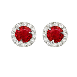 Witgouden 14K tandenset robijn en diamanten 5,40 ct. Oorknopjes