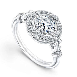 Witgouden 14k ronde antieke stijl diamanten halo ring 3,75 karaat