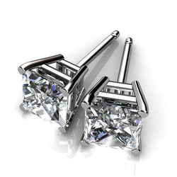 Witgouden 1.40 Ct Prong Set Princess Solitaire Diamond Stud Earring