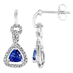 Witgouden 7,10 ct biljoen Ceylon Sapphire & Diamond Dangle Earring
