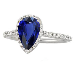 Witgouden Halo Ceylon Sapphire Ring met geaccentueerde diamanten 4 karaat