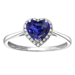 Witgouden Halo Ring Hart Blauwe Saffier & Diamanten 3 Karaat Sieraden