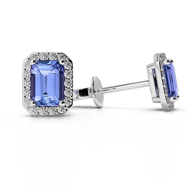 Witgouden Halo Tanzaniet met diamanten oorbellen van 4 ct - harrychadent.nl