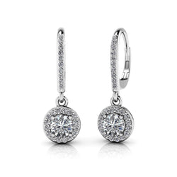 Witgouden Lady Dangle Diamonds Earring 14K Prong Set 2,50 karaat