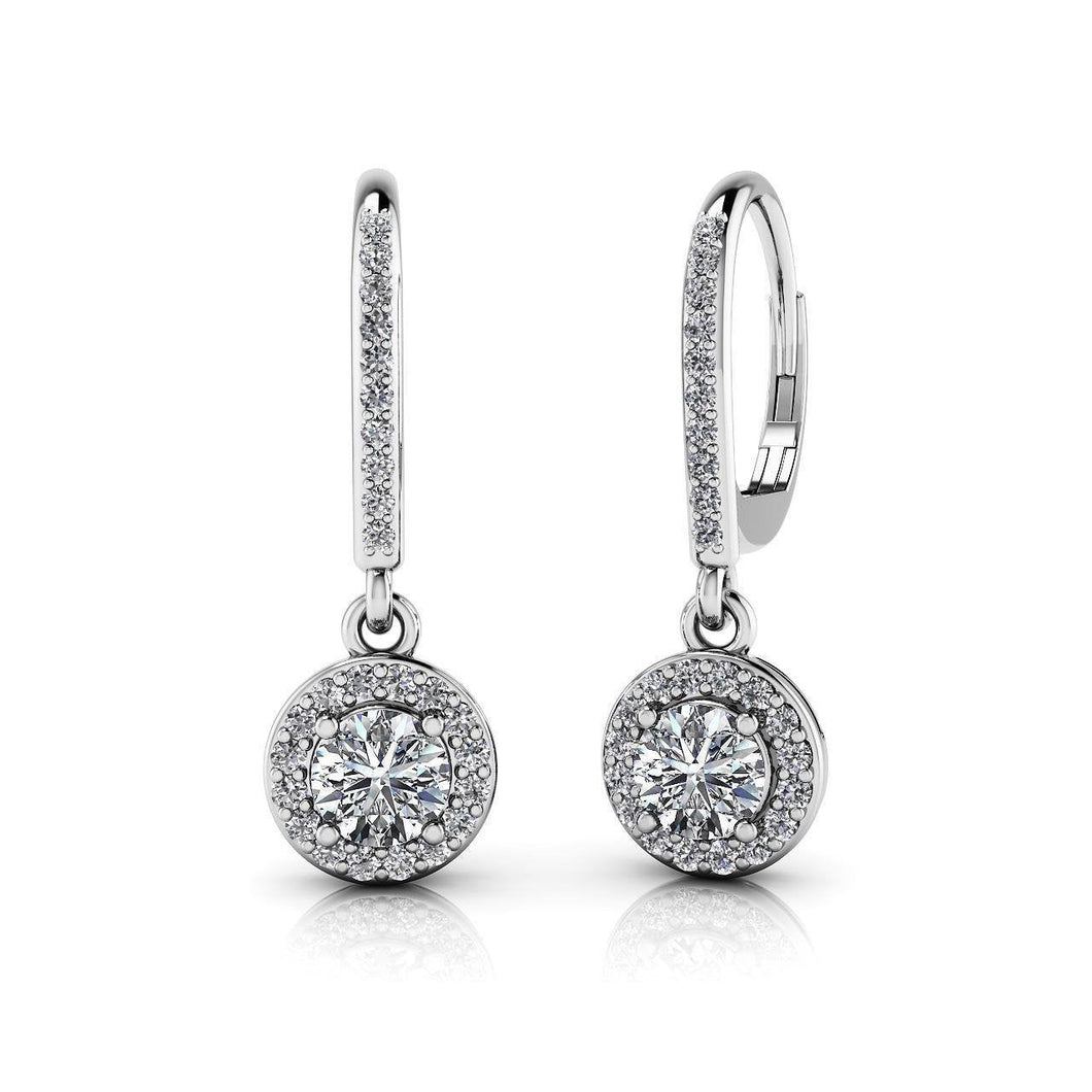 Witgouden Lady Dangle Diamonds Earring 14K Prong Set 2,50 karaat - harrychadent.nl