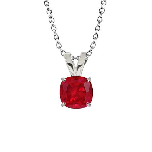 Witgouden Solitaire 3,50 ct rode robijn hanger ketting met ketting - harrychadent.nl