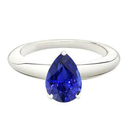 Witgouden Solitaire Damesring Peervorm Blauwe Saffier 1,50 Karaat