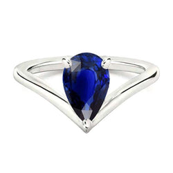 Witgouden Solitaire Edelsteen Ring Peer Ceylon Saffier 2,50 Karaat