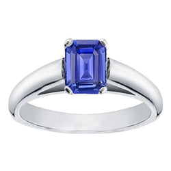 Witgouden Solitaire Emerald Cut Ceylon Sapphire Ring 1,50 karaat