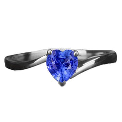 Witgouden Solitaire Heart Cut lichtblauwe saffierring 1,50 karaat