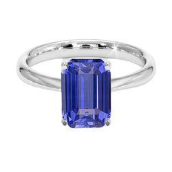 Witgouden Solitaire Ring 2 karaat Emerald Cut Srilanka Sapphire