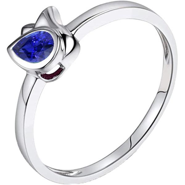 Witgouden Solitaire Ring Bezel Set Blauwe Saffier 1 Karaat - harrychadent.nl