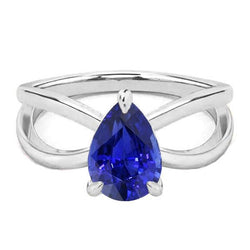 Witgouden Solitaire Ring Ceylon Sapphire 2,50 karaat gespleten schacht