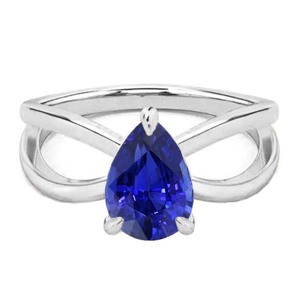 Witgouden Solitaire Ring Ceylon Sapphire 2,50 karaat gespleten schacht - harrychadent.nl