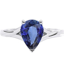 Witgouden Solitaire Ring Peer Sri Lankaanse Saffier 3 Karaat