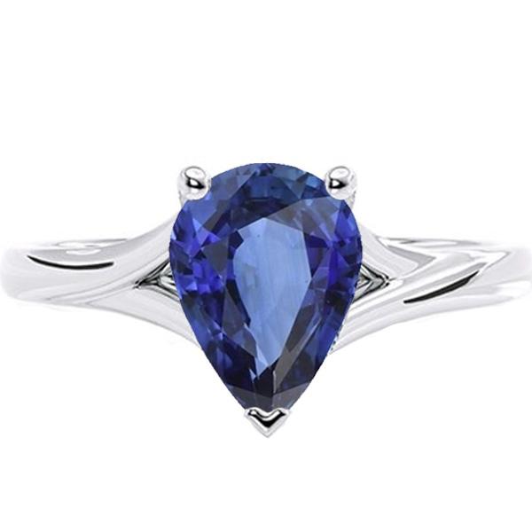 Witgouden Solitaire Ring Peer Sri Lankaanse Saffier 3 Karaat - harrychadent.nl