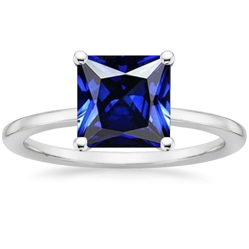 Witgouden Solitaire Ring Prinses Blauwe Saffier Edelsteen 5 Karaat - harrychadent.nl