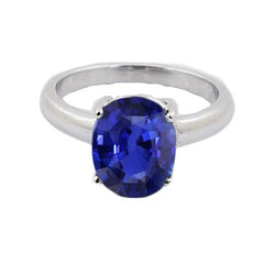 Witgouden Solitaire ovale Ceylon Sapphire Ring 1,50 karaat