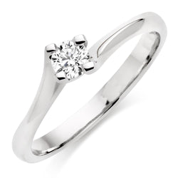 Witgouden Solitaire ronde 1.10 karaat diamanten verlovingsring