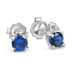 Witgouden blauwe saffier en diamanten 3.30 ct Lady Studs Earring