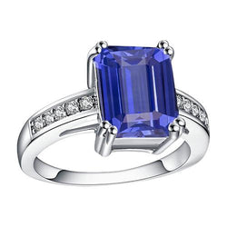 Witgouden damesring met diamanten 3,25 karaats mandset Ceylon Sapphire