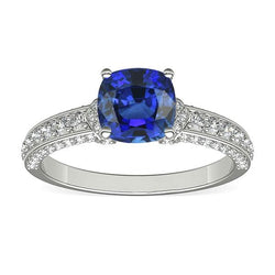 Witgouden diamanten blauwe saffier verlovingsring Prong set 3,50 karaat