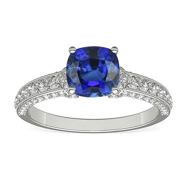 Witgouden diamanten blauwe saffier verlovingsring Prong set 3,50 karaat - harrychadent.nl