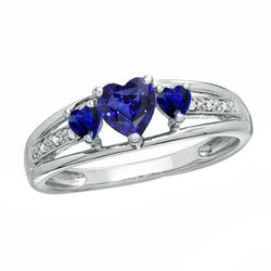 Witgouden diamanten ring Dames edelsteen hart blauwe saffieren 2 karaat