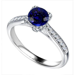 Witgouden diamanten ring diepblauwe saffier met accenten 2,50 karaat