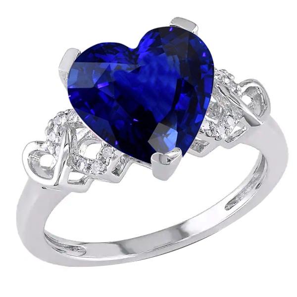 Witgouden diamanten ring hartvormige Sri Lankaanse saffier 3,50 karaat - harrychadent.nl